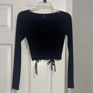 Forever 21 Black Ruched Crop Top